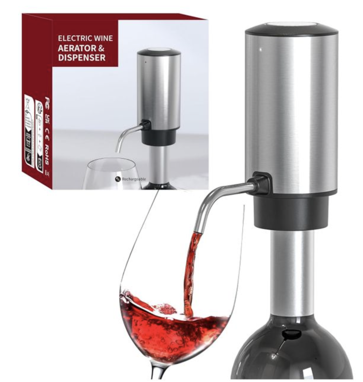 Aerator si Dozator Electric pentru Vin reincarcabil USB